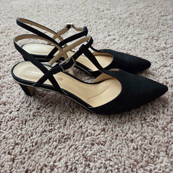 Clarks Ellis Lola Women's dress shoes in black nubuck.  Size 8M - Picture 4 of 8